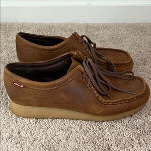 Clarks Padmora brown leather lace up wedge oxford loafer moccasin shoe Women 8.5